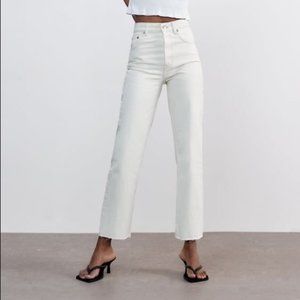 Zara straight leg jeans in Ecru